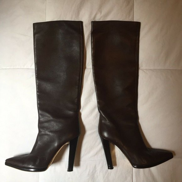 Christian Lacroix Shoes - Christian Lacroix Brown Leather Knee High Boots 7